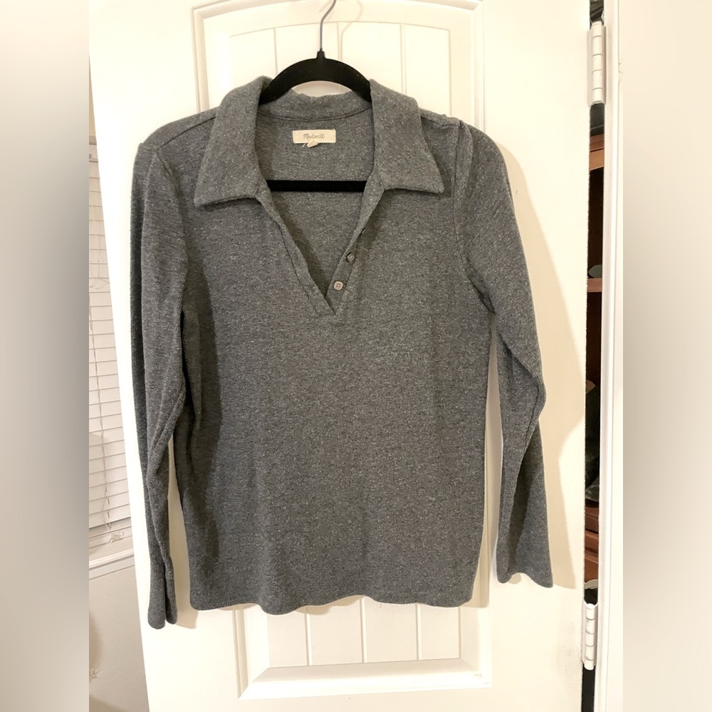 Madewell long sleeve gray thermal, size M